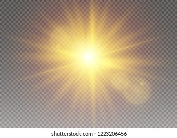 Sunlight a translucent special design of the light effect. Vector blur in the light of radiance. Isolated sunlight transparent background. Element of decor. Horizontal rays of light.