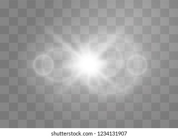 Sunlight a translucent special design of the light effect. Vector blur in the light of radiance. Isolated sunlight transparent background.