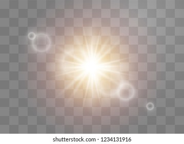 Sunlight a translucent special design of the light effect. Vector blur in the light of radiance. Isolated sunlight transparent background.