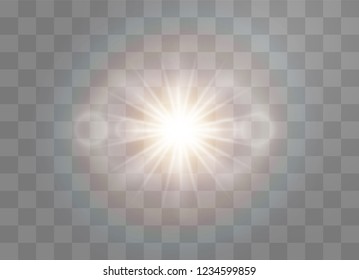 Sunlight a translucent special design of the light effect. Vector blur in the light of radiance. Isolated sunlight transparent background.