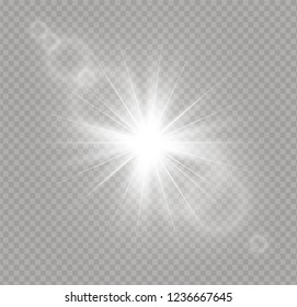 Sunlight a translucent special design of the light effect. Vector blur in the light of radiance. Isolated sunlight transparent background.