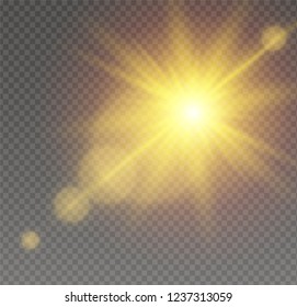 Sunlight a translucent special design of the light effect. Vector blur in the light of radiance. Isolated sunlight transparent background.