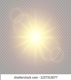 Sunlight a translucent special design of the light effect. Vector blur in the light of radiance. Isolated sunlight transparent background.