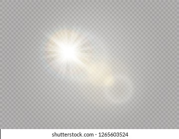 Sunlight a translucent special design of the light effect. Vector blur in the light of radiance. Isolated sunlight transparent background. Element of decor. Horizontal rays of light.