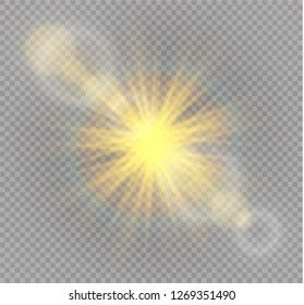 Sunlight a translucent special design of the light effect. Vector blur in the light of radiance. Isolated sunlight transparent background. Element of decor. Horizontal rays of light.