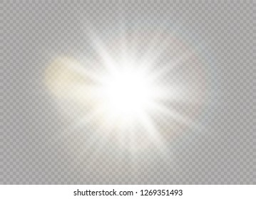 Sunlight a translucent special design of the light effect. Vector blur in the light of radiance. Isolated sunlight transparent background. Element of decor. Horizontal rays of light.