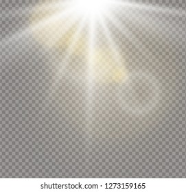 Sunlight a translucent special design of the light effect. Vector blur in the light of radiance. Isolated sunlight transparent background. Element of decor. Horizontal rays of light.