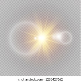 Sunlight a translucent special design of the light effect. Vector blur in the light of radiance. Isolated sunlight transparent background. Element of decor. Horizontal rays of light.