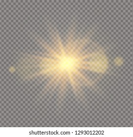 Sunlight a translucent special design of the light effect. Vector blur in the light of radiance. Isolated sunlight transparent background.