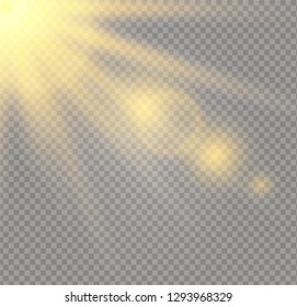 Sunlight a translucent special design of the light effect. Vector blur in the light of radiance. Isolated sunlight transparent background.
