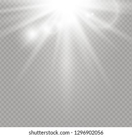 Sunlight a translucent special design of the light effect. Vector blur in the light of radiance. Isolated sunlight transparent background.