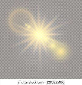 Sunlight a translucent special design of the light effect. Vector blur in the light of radiance. Isolated sunlight transparent background.