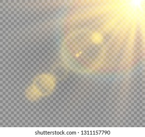 Sunlight a translucent special design of the light effect. Vector blur in the light of radiance. Isolated sunlight transparent background. Element of decor. Horizontal rays of light.