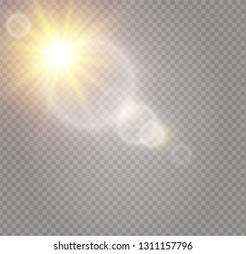 Sunlight a translucent special design of the light effect. Vector blur in the light of radiance. Isolated sunlight transparent background. Element of decor. Horizontal rays of light.