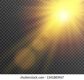 Sunlight a translucent special design of the light effect. Vector blur in the light of radiance. Isolated sunlight transparent background.