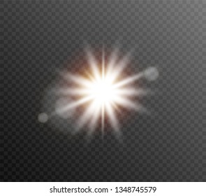 Sunlight a translucent special design of the light effect.Isolated sunlight transparent background. Vector blur in the light of radiance.