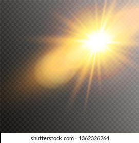 Sunlight a translucent special design of the light effect.Isolated sunlight transparent background. Vector blur in the light of radiance.