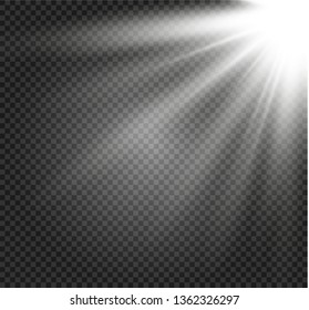 Sunlight a translucent special design of the light effect.Isolated sunlight transparent background. Vector blur in the light of radiance.