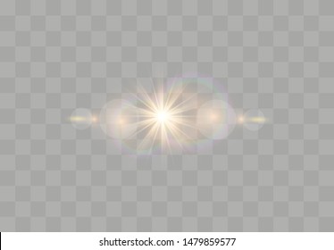 Sunlight a translucent special design of the light effect. Vector blur in the light of radiance.