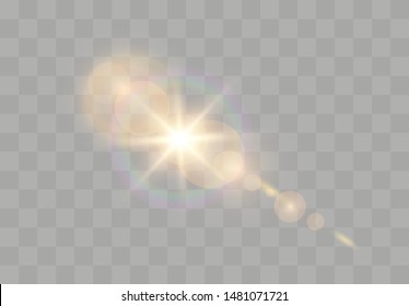 Sunlight a translucent special design of the light effect. Vector blur in the light of radiance.