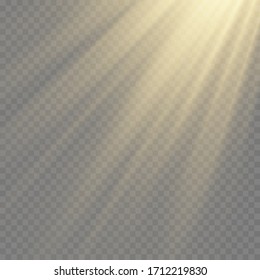 Sunlight a translucent special design of the light effect.Isolated sunlight transparent background. Vector blur in the light of radiance.
