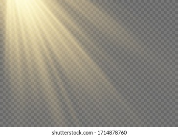 Sunlight a translucent special design of the light effect.Isolated sunlight transparent background. Vector blur in the light of radiance.