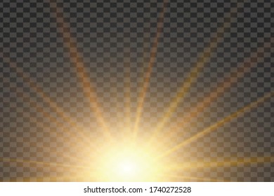 Sunlight a translucent special design of the light effect. Vector blur in the light of radiance. Isolated sunlight transparent background. Element of decor. Horizontal rays of light.