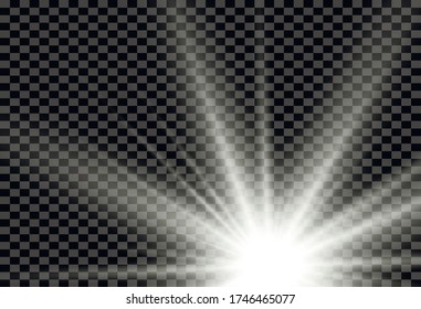 Sunlight a translucent special design of the light effect. Vector blur in the light of radiance. Isolated sunlight transparent background. Element of decor. Horizontal rays of light.