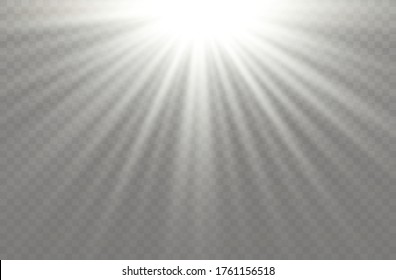 Sunlight a translucent special design of the light effect. Vector blur in the light of radiance. Isolated sunlight transparent background. Element of decor. Horizontal rays of light.