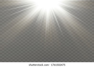 Sunlight a translucent special design of the light effect. Vector blur in the light of radiance. Isolated sunlight transparent background. Element of decor. Horizontal rays of light.