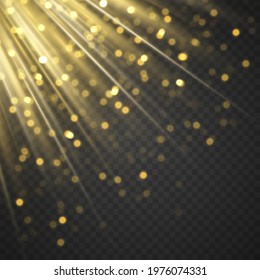 Sunlight a translucent special design of the light effect. Shine ray with lightning, sparkling round. Horizontal star beams, spotlight. Glow, explosion, glitter, spark, sun flash. Vector illustration.