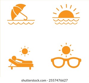 Sunlight and Ultraviolet Rays Vector Icon Set. UV vector illustration icons