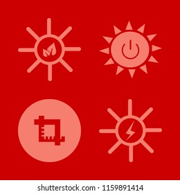 sunlight vector icons set. with crop, solar energy, solar power and sun leaves in set