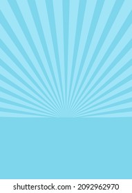 Sunlight vertical  background. Pale blue color burst background with white highlight. Fantasy Vector illustration. Magic Sun beam ray sunburst pattern background. Retro faded backdrop.