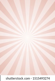 Sunlight vertical background. Pale pink color burst background. Vector illustration. Sun beam ray sunburst pattern background. Retro circus backdrop. starburst wallpaper, poster, placard