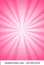 Sunlight vertical background. Pink and white color burst background. Vector illustration. Sun beam ray sunburst pattern background. Retro circus backdrop. starburst wallpaper, poster, placard