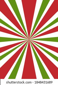 Sunlight vertical background. Red and green color burst background. Fantasy Vector illustration. Magic Sun beam ray sunburst pattern background. Christmas holiday bright backdrop. Circus poster