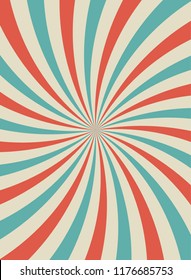 Sunlight vertical retro faded background. blue and red color burst background. Vector illustration. Sun beam ray background. Old paper. vintage placard, poster