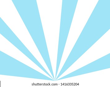 Sunlight wide horizontal abstract background. Powder blue and white color burst background. Vector illustration. Sun beam ray sunburst pattern background. Retro bright backdrop.