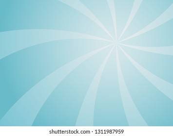 Sunlight wide horizontal background. Bright blue color burst background. Vector illustration. Sun beam ray sunburst pattern background. Retro bright backdrop.