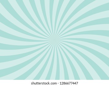 Sunlight wide horizontal background. faded turquoise color burst background. Vector illustration. Sun beam ray sunburst pattern background. Retro circus backdrop.