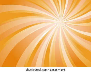 Sunlight wide horizontal background. Orange  color burst background. Vector illustration. Sun beam ray sunburst pattern background. Retro bright backdrop.