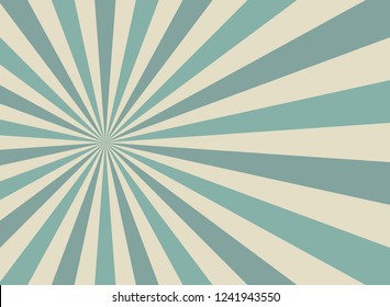 Sunlight wide retro faded background. Pale blue and beige color burst background. Fantasy Vector illustration. Magic Sun beam ray pattern background. Old paper. starburst wallpaper. Circus poster