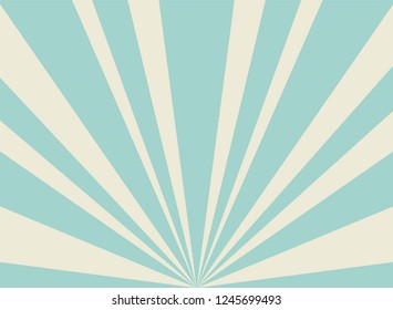 Sunlight wide retro faded background. Pale blue and beige color burst background. Fantasy Vector illustration. Magic Sun beam ray pattern background. Old paper. starburst wallpaper