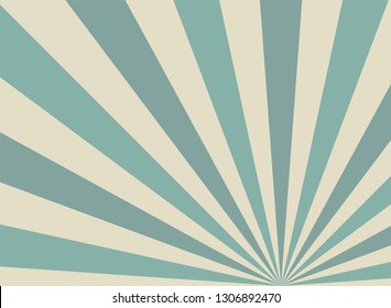 Sunlight wide retro faded background. Turquoise and beige color burst background. Fantasy Vector illustration. Magic Sun beam ray pattern background. Old paper. starburst wallpaper