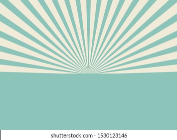 Sunlight Wide Retro Faded Background. Pale Blue And Beige Color Burst Background. Fantasy Vector Illustration. Magic Sun Beam Ray Pattern Background. Old Paper. Starburst Wallpaper. Circus Poster