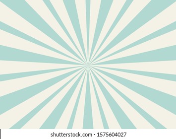 Sunlight wide retro faded background. Pale blue and beige color burst background. Fantasy Vector illustration. Magic Sun beam ray pattern background. Old paper. starburst wallpaper. Circus poster