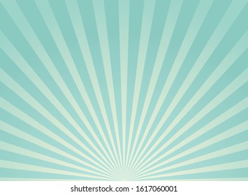 Sunlight wide retro faded background. Turquoise and yellow color burst background. Fantasy Vector illustration. Magic Sun beam ray wallpaper. Old paper. Vintage poster or placard