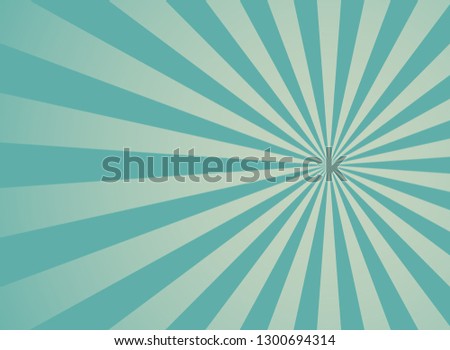 Sunlight wide retro faded background. Turquoise and beige color burst background. Fantasy Vector illustration. Magic Sun beam ray pattern background. Old paper. starburst wallpaper