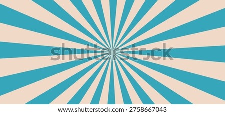 Sunlight wide retro faded background. Turquoise and beige color burst background. Fantasy Vector illustration. Magic Sun beam ray pattern background. Old paper. starburst wallpaper